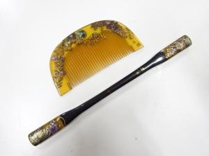 アンティーク　本鼈甲　蒔絵　螺鈿　櫛・笄セット